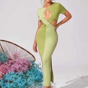 Green Cutout Bodycon Dress - Women